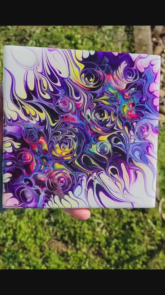 Fluid art on a 6 inch tile