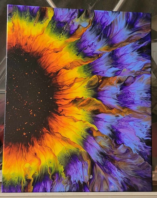 Original Fluid Art Sunflower Painting 16x20 inch